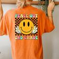Peace Out 2Nd Grade Teacher Retro Smile Last Day Of School Women's Oversized Comfort T-Shirt Back Print Yam