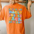 Saving The World One Ice Pack At Time Retro School Nurse Women's Oversized Comfort T-Shirt Back Print Yam