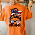 Shit Show Crew Member Amerian Flag Headband Messy Bun Women's Oversized Comfort T-Shirt Back Print Yam