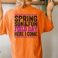 Spring Sun And Fun Quote For Teacher Field Day Pink Women's Oversized Comfort T-Shirt Back Print Yam