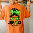 Support Squad Messy Bun Green Ribbon Mental Health Awareness Women's Oversized Comfort T-Shirt Back Print Yam