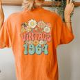 Vintage 1964 Floral Hippie Groovy Daisy Flower 60Th Birthday Women's Oversized Comfort T-Shirt Back Print Yam