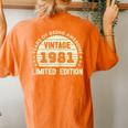 Vintage 1981 T For Retro 1981 Birthday Women's Oversized Comfort T-Shirt Back Print Yam