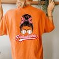 Vintage Philly Baseball Leopard Messy Bun Philadelphia Fans Women's Oversized Comfort T-Shirt Back Print Yam