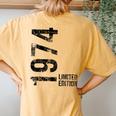 50Th Birthday 50 Years Old Man Woman Vintage 1974 Women's Oversized Comfort T-Shirt Back Print Mustard