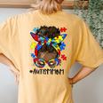 African Black Autism Mom Afro Mother Autism Awareness Women's Oversized Comfort T-Shirt Back Print Mustard