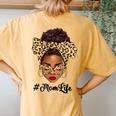 Afro Woman Messy Bun Black Mom Life Mother's Day Women's Oversized Comfort T-Shirt Back Print Mustard