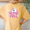 Alpha Male Unicorn Rainbow Ironic Sarcastic Humor Women's Oversized Comfort T-Shirt Back Print Mustard