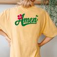 Amen Master Golf Tournament Golfing Girl Pink Flower Women's Oversized Comfort T-Shirt Back Print Mustard