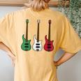 Bass Guitar Italian Flag Bassist Musician Italy Women's Oversized Comfort T-Shirt Back Print Mustard