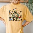 Bird Lovers For Easily Distracted By Birds Women's Oversized Comfort T-Shirt Back Print Mustard
