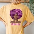 Black Woman Mom Life Mom African American Happy Women's Oversized Comfort T-Shirt Back Print Mustard