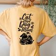 Cat And Dog Mom Dogs Lover Cats Mother Mommy Mama Mother's Women's Oversized Comfort T-Shirt Back Print Mustard