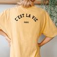C'est La Vie Paris France Vintage Summer Graphic Women's Oversized Comfort T-Shirt Back Print Mustard