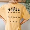 Class Of 2037 Grow With Me Handprint Pre-K 12Th Grade Women's Oversized Comfort T-Shirt Back Print Mustard