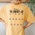 Class Of 2037 Grow With Me Pre-K To 12Th Grade Handprint Women's Oversized Comfort T-Shirt Back Print Mustard