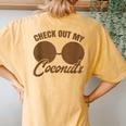 Coconut Bra Adult Check Out My Coconuts Shell Bra Girl Women's Oversized Comfort T-Shirt Back Print Mustard