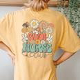 Cool Nurse Club Floral Hippie Groovy Retro Daisy Nurse Women's Oversized Comfort T-Shirt Back Print Mustard