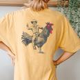 Cowboy Riding Chicken Women's Oversized Comfort T-Shirt Back Print Mustard