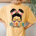 Cute 100Th Day Of School Girls Messy Bun 100 Days Smarter Women's Oversized Comfort T-Shirt Back Print Mustard