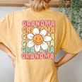 Cute Groovy Grandma 70S Family Birthday Party Daisy Flower Women's Oversized Comfort T-Shirt Back Print Mustard
