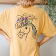 Cute Horse 150Th Derby Day 2024 Horse Racing Fascinator Hat Women's Oversized Comfort T-Shirt Back Print Mustard
