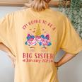 Cute Unicorn Face I'm Going To Be A Big Sister January 2025 Women's Oversized Comfort T-Shirt Back Print Mustard