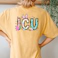 Easter Icu Nurse Bunny Spring Intensive Care Unit Nurse Women's Oversized Comfort T-Shirt Back Print Mustard