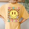Eight Is A Vibe 8Th Birthday Groovy 8 Year Old Boys Girls Women's Oversized Comfort T-Shirt Back Print Mustard