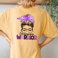 Fibromyalgia Awareness Messy Bun Women Women's Oversized Comfort T-Shirt Back Print Mustard