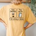First Coffee Then Data I'am Earning A Break First Then Women's Oversized Comfort T-Shirt Back Print Mustard