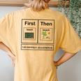 First Teacher Then Beach I Am Earning A Summer Break Women's Oversized Comfort T-Shirt Back Print Mustard