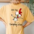 Chicken It's Fine I'm Fine Everything Is Fine Women's Oversized Comfort T-Shirt Back Print Mustard