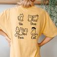 French Teacher Un Deux Trois Cat Family Cat Women Women's Oversized Comfort T-Shirt Back Print Mustard