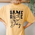 Game Day Sport Lover Basketball Mom Girl Women's Oversized Comfort T-Shirt Back Print Mustard