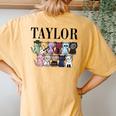 Girl Retro Taylor First Name Personalized Groovy Birthday Women's Oversized Comfort T-Shirt Back Print Mustard