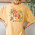 Good Vibes Only Peace Sign Love 60S 70S Retro Groovy Hippie Women's Oversized Comfort T-Shirt Back Print Mustard