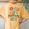 Groovy Gigi Retro Grandma Birthday Matching Family Party Women's Oversized Comfort T-Shirt Back Print Mustard