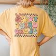 Groovy Last Day Of School 3Rd Grade Peace Out Third Grade Women's Oversized Comfort T-Shirt Back Print Mustard