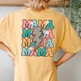 Groovy Mama Checkered Leopard Bolt Lightning Flower Mom Life Women's Oversized Comfort T-Shirt Back Print Mustard