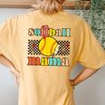 Groovy Retro Softball Mom Mama Sport Lover Women's Oversized Comfort T-Shirt Back Print Mustard