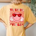 Groovy Valentine Vibes Valentines Day For Girl Womens Women's Oversized Comfort T-Shirt Back Print Mustard