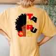 Half Face Taurus Black Queen Birthday Zodiac Curly Hair Women's Oversized Comfort T-Shirt Back Print Mustard