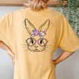 Happy Easter Cute Bunny Face Tie Dye Glasses Rabbit Girl Kid Women's Oversized Comfort T-Shirt Back Print Mustard