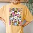 Happy Easter Groovy Bunny Face Don't Worry Be Hoppy Women Women's Oversized Comfort T-Shirt Back Print Mustard