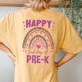 Happy Last Day Of Pre-K Leopard Rainbow Women's Oversized Comfort T-Shirt Back Print Mustard
