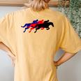 Horse Race Splechase Derby Racing Women's Oversized Comfort T-Shirt Back Print Mustard