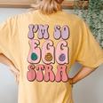 I'm So Egg-Stra Cute Bunny Egg Hunt Retro Groovy Easter Day Women's Oversized Comfort T-Shirt Back Print Mustard