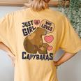 Just A Girl Who Loves Capybaras Capybara Lover Rodent Animal Women's Oversized Comfort T-Shirt Back Print Mustard