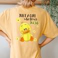 Just A Girl Who Loves Ducks Women's Oversized Comfort T-Shirt Back Print Mustard